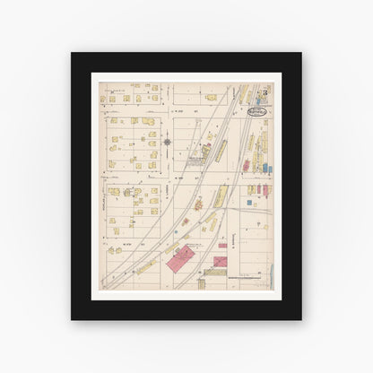 Old map wall art mockup — black gallery frame with white mat — Sanborn Fire Insurance Map from Northfield, Rice County, Minnesota (1922), Sheet #0003