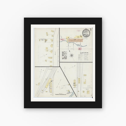 Old map wall art mockup — black gallery frame with white mat — Sanborn Fire Insurance Map from Angelica, Allegany County, New York (1888) - Complete Map Set