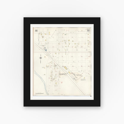 Old map wall art mockup — black gallery frame with white mat — Sanborn Fire Insurance Map from Snyder, Scurry County, Texas (1942), Sheet #0011