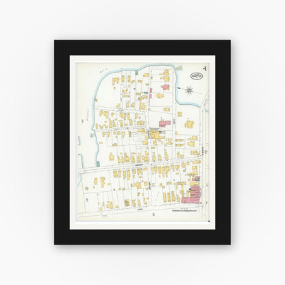 Old map wall art mockup — black gallery frame with white mat — Sanborn Fire Insurance Map from Hampton, Independent Cities, Virginia (1900), Sheet #0004