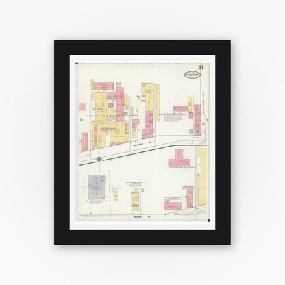 Old map wall art mockup — black gallery frame with white mat — Sanborn Fire Insurance Map from Benton Harbor, Berrien County, Michigan (1917), Sheet #0016