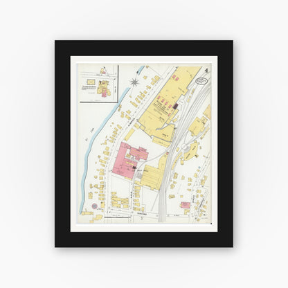 Old map wall art mockup — black gallery frame with white mat — Sanborn Fire Insurance Map from Oil City, Venango County, Pennsylvania (1901), Sheet #0004