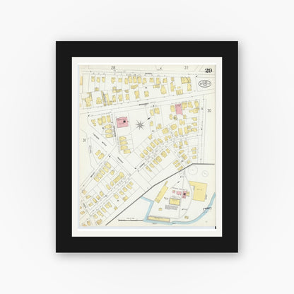 Old map wall art mockup — black gallery frame with white mat — Sanborn Fire Insurance Map from Everett, Middlesex County, Massachusetts (1903), Sheet #0029