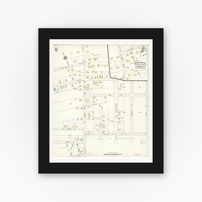 Old map wall art mockup — black gallery frame with white mat — Sanborn Fire Insurance Map from Absecon, Atlantic County, New Jersey (1923), Sheet #0006