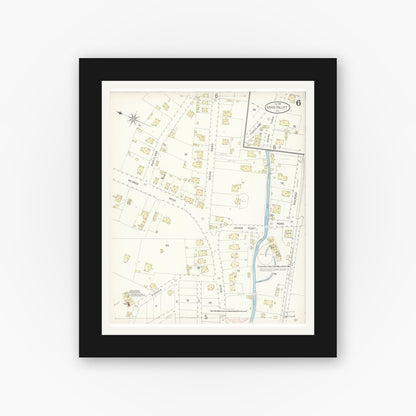Old map wall art mockup — black gallery frame with white mat — Sanborn Fire Insurance Map from Grass Valley, Nevada County, California (1898), Sheet #0005