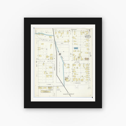 Old map wall art mockup — black gallery frame with white mat — Sanborn Fire Insurance Map from Marine City, Saint Clair County, Michigan (1913), Sheet #0005