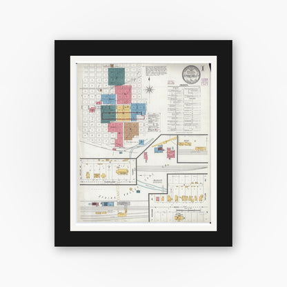 Old map wall art mockup — black gallery frame with white mat — Sanborn Fire Insurance Map from Spring Valley, Bureau County, Illinois (1906) - Complete Map Set