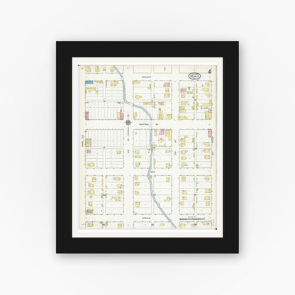 Old map wall art mockup — black gallery frame with white mat — Sanborn Fire Insurance Map from Benld, Macoupin County, Illinois (1915), Sheet #0004