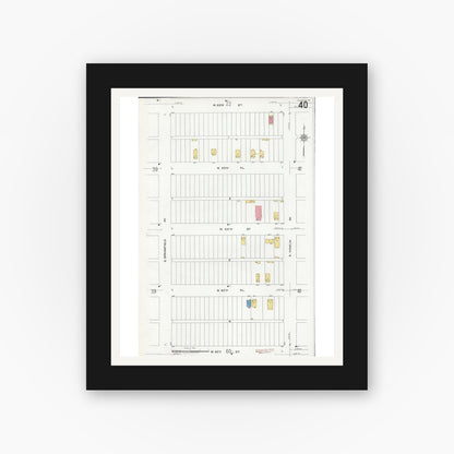 Old map wall art mockup — black gallery frame with white mat — Sanborn Fire Insurance Map from Chicago, Cook County, Illinois (1920), Sheet #0040