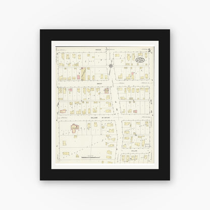 Old map wall art mockup — black gallery frame with white mat — Sanborn Fire Insurance Map from De Pere, Brown County, Wisconsin (1914), Sheet #0005