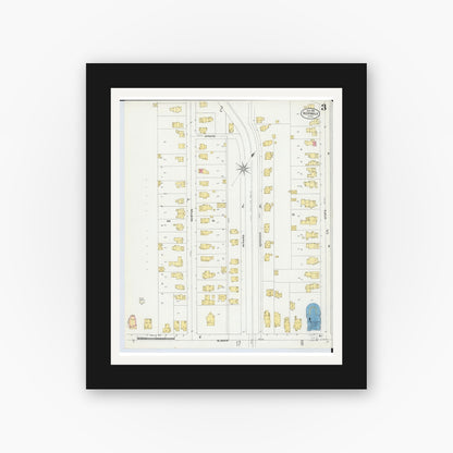 Old map wall art mockup — black gallery frame with white mat — Sanborn Fire Insurance Map from Norwalk, Huron County, Ohio (1906), Sheet #0003