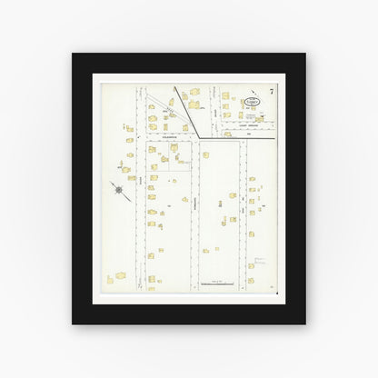 Old map wall art mockup — black gallery frame with white mat — Sanborn Fire Insurance Map from Sidney, Delaware County, New York (1910), Sheet #0007