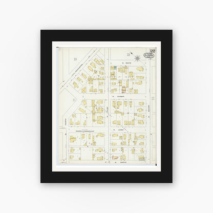 Old map wall art mockup — black gallery frame with white mat — Sanborn Fire Insurance Map from Alpena, Alpena County, Michigan (1895), Sheet #0022