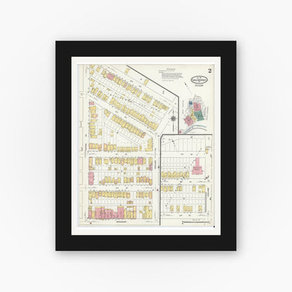 Old map wall art mockup — black gallery frame with white mat — Sanborn Fire Insurance Map from Turtle Creek Valley, Allegheny County, Pennsylvania (1911), Sheet #0002