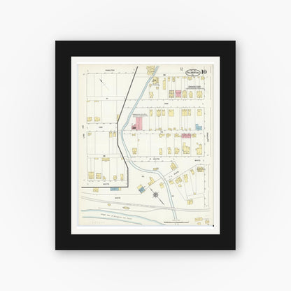 Old map wall art mockup — black gallery frame with white mat — Sanborn Fire Insurance Map from Palmerton, Carbon County, Pennsylvania (1912), Sheet #0010
