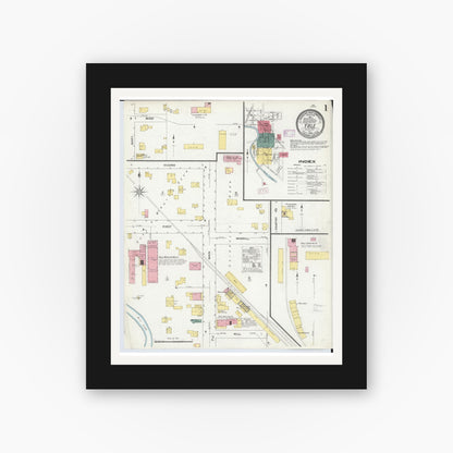 Old map wall art mockup — black gallery frame with white mat — Sanborn Fire Insurance Map from Yale, Saint Clair County, Michigan (1909) - Complete Map Set