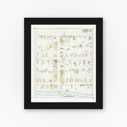 Old map wall art mockup — black gallery frame with white mat — Sanborn Fire Insurance Map from Williamsburg, Clermont County, Ohio (1900), Sheet #0003