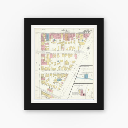 Old map wall art mockup — black gallery frame with white mat — Sanborn Fire Insurance Map from Franklin, Venango County, Pennsylvania (1912), Sheet #0007