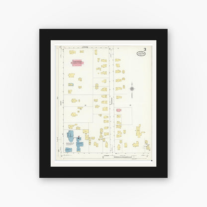 Old map wall art mockup — black gallery frame with white mat — Sanborn Fire Insurance Map from Canton, St. Lawrence County, New York (1913), Sheet #0003