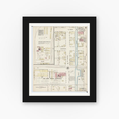 Old map wall art mockup — black gallery frame with white mat — Sanborn Fire Insurance Map from Delphos, Van Wert And Allen Counties, Ohio (1884), Sheet #0003