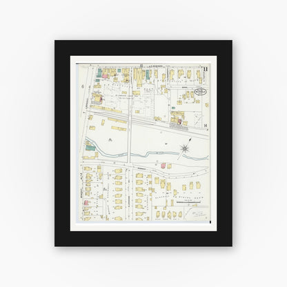 Old map wall art mockup — black gallery frame with white mat — Sanborn Fire Insurance Map from Norwalk, Huron County, Ohio (1906), Sheet #0011