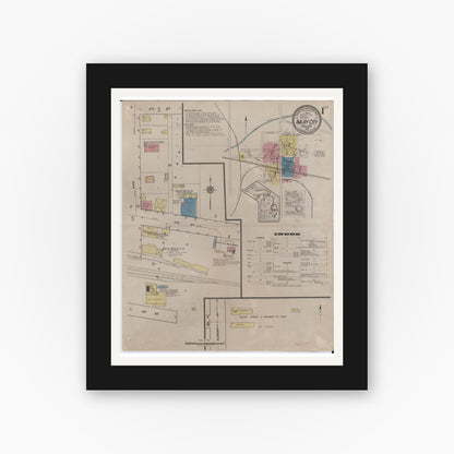 Old map wall art mockup — black gallery frame with white mat — Sanborn Fire Insurance Map from Imlay City, Lapeer County, Michigan (1922) - Complete Map Set