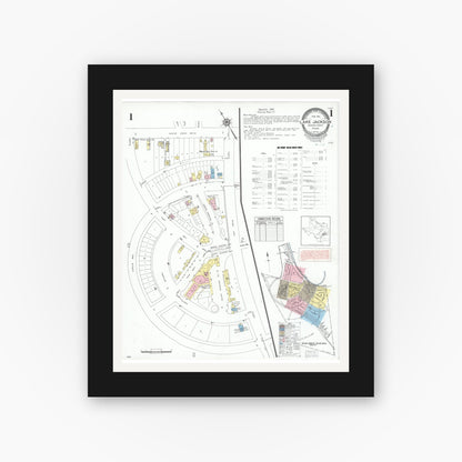 Old map wall art mockup — black gallery frame with white mat — Sanborn Fire Insurance Map from Lake Jackson, Brazoria County, Texas (1951) - Complete Map Set