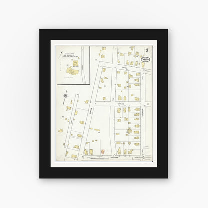 Old map wall art mockup — black gallery frame with white mat — Sanborn Fire Insurance Map from Canisteo, Steuben County, New York (1920) - Complete Map Set