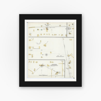 Old map wall art mockup — black gallery frame with white mat — Sanborn Fire Insurance Map from Bessemer, Gogebic County, Michigan (1898), Sheet #0006