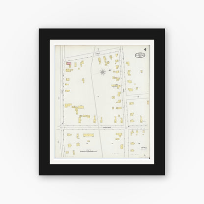 Old map wall art mockup — black gallery frame with white mat — Sanborn Fire Insurance Map from Florence, Hampshire County, Massachusetts (1895), Sheet #0004