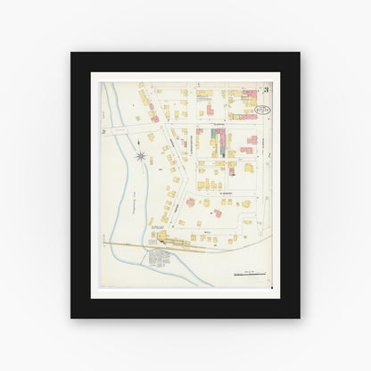 Old map wall art mockup — black gallery frame with white mat — Sanborn Fire Insurance Map from Butler, Butler County, Pennsylvania (1906), Sheet #0003