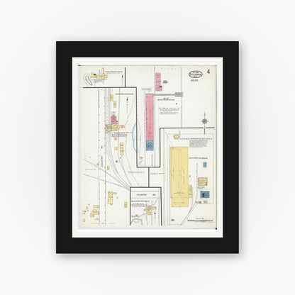 Old map wall art mockup — black gallery frame with white mat — Sanborn Fire Insurance Map from Sylvania, Lucas County, Ohio (1919), Sheet #0004