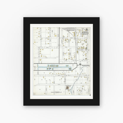 Old map wall art mockup — black gallery frame with white mat — Sanborn Fire Insurance Map from Titusville, Brevard County, Florida (1920), Sheet #0003