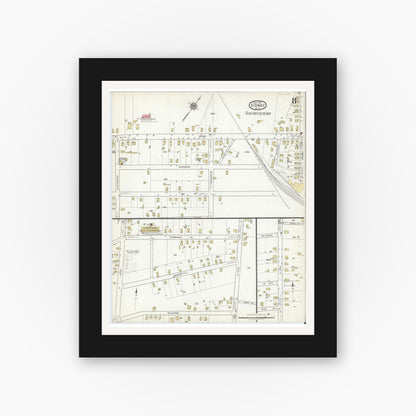 Old map wall art mockup — black gallery frame with white mat — Sanborn Fire Insurance Map from Sidney, Delaware County, New York (1917), Sheet #0008