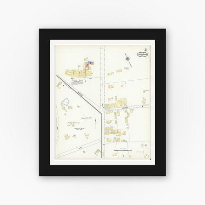Old map wall art mockup — black gallery frame with white mat — Sanborn Fire Insurance Map from Stockbridge, Berkshire County, Massachusetts (1911), Sheet #0004