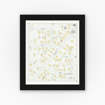 Old map wall art mockup — black gallery frame with white mat — Sanborn Fire Insurance Map from Alpena, Alpena County, Michigan (1901), Sheet #0028