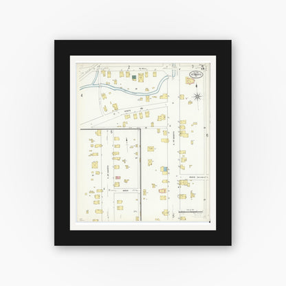 Old map wall art mockup — black gallery frame with white mat — Sanborn Fire Insurance Map from Saint Marys, Elk County, Pennsylvania (1909), Sheet #0005