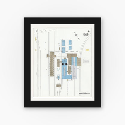 Old map wall art mockup — black gallery frame with white mat — Sanborn Fire Insurance Map from Osborn, Greene County, Ohio (1929), Sheet #0005