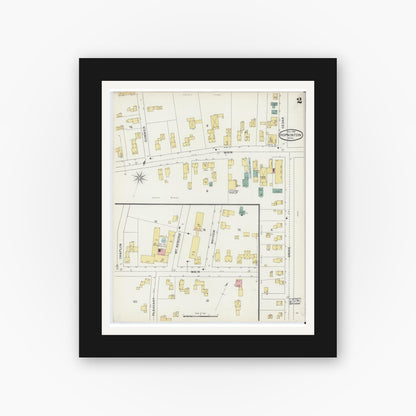 Old map wall art mockup — black gallery frame with white mat — Sanborn Fire Insurance Map from Hopkinton, Middlesex County, Massachusetts (1894), Sheet #0002