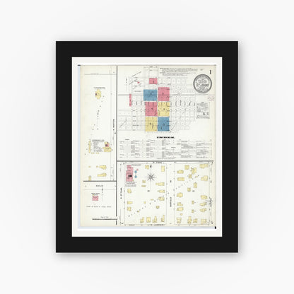 Old map wall art mockup — black gallery frame with white mat — Sanborn Fire Insurance Map from Saint Johns, Clinton County, Michigan (1908) - Complete Map Set