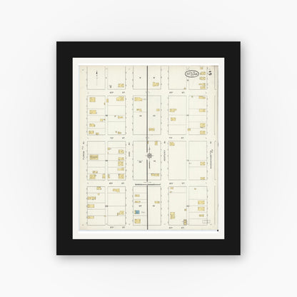 Old map wall art mockup — black gallery frame with white mat — Sanborn Fire Insurance Map from Saint Cloud, Osceola County, Florida (1915), Sheet #0005