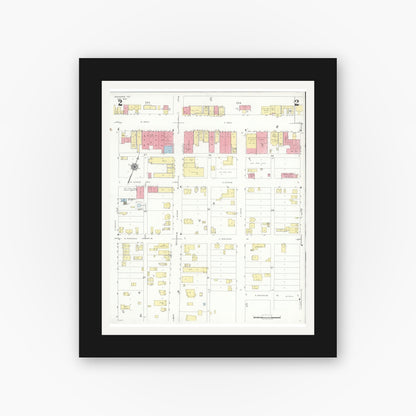 Old map wall art mockup — black gallery frame with white mat — Sanborn Fire Insurance Map from Monahans, Ward County, Texas (1940), Sheet #0002