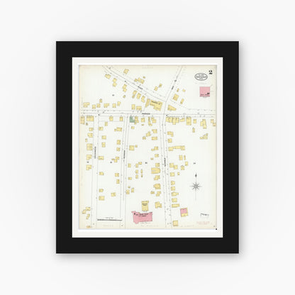 Old map wall art mockup — black gallery frame with white mat — Sanborn Fire Insurance Map from Gardner, Worcester County, Massachusetts (1900), Sheet #0002