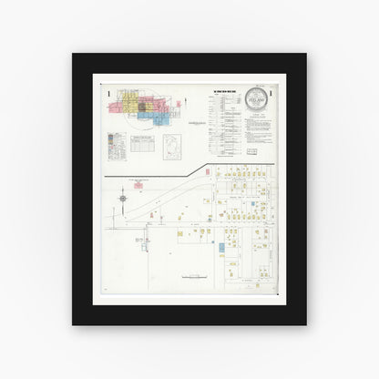 Old map wall art mockup — black gallery frame with white mat — Sanborn Fire Insurance Map from Zeeland, Ottawa County, Michigan (1934), Sheet #0001
