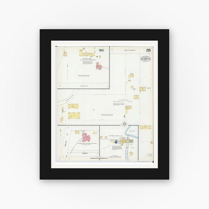 Old map wall art mockup — black gallery frame with white mat — Sanborn Fire Insurance Map from Kalamazoo, Kalamazoo County, Michigan (1902), Sheet #0035