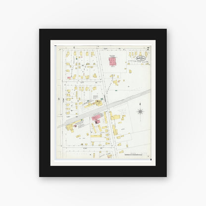 Old map wall art mockup — black gallery frame with white mat — Sanborn Fire Insurance Map from Marysville, Union County, Ohio (1901), Sheet #0007