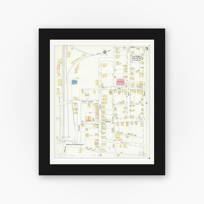 Old map wall art mockup — black gallery frame with white mat — Sanborn Fire Insurance Map from Gallitzin, Cambria County, Pennsylvania (1910), Sheet #0003