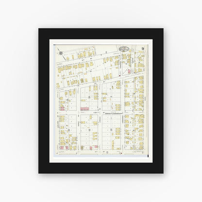 Old map wall art mockup — black gallery frame with white mat — Sanborn Fire Insurance Map from Wellsville, Columbiana County, Ohio (1915), Sheet #0009