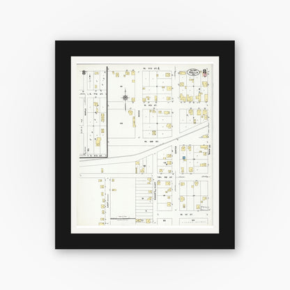 Old map wall art mockup — black gallery frame with white mat — Sanborn Fire Insurance Map from Rolla, Phelps County, Missouri (1924), Sheet #0008