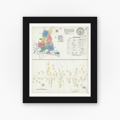 Old map wall art mockup — black gallery frame with white mat — Sanborn Fire Insurance Map from Ipswich, Essex County, Massachusetts (1902) - Complete Map Set